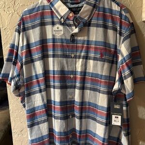 U.S. Polo Assn. Men's White, Blue, and Red Striped Shirt
